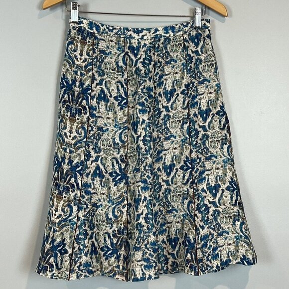 Peruvian Connection Blue Ambrosia Skirt Women's U.S. Size 4 NWT Linen Silk Blend - Picture 1 of 11